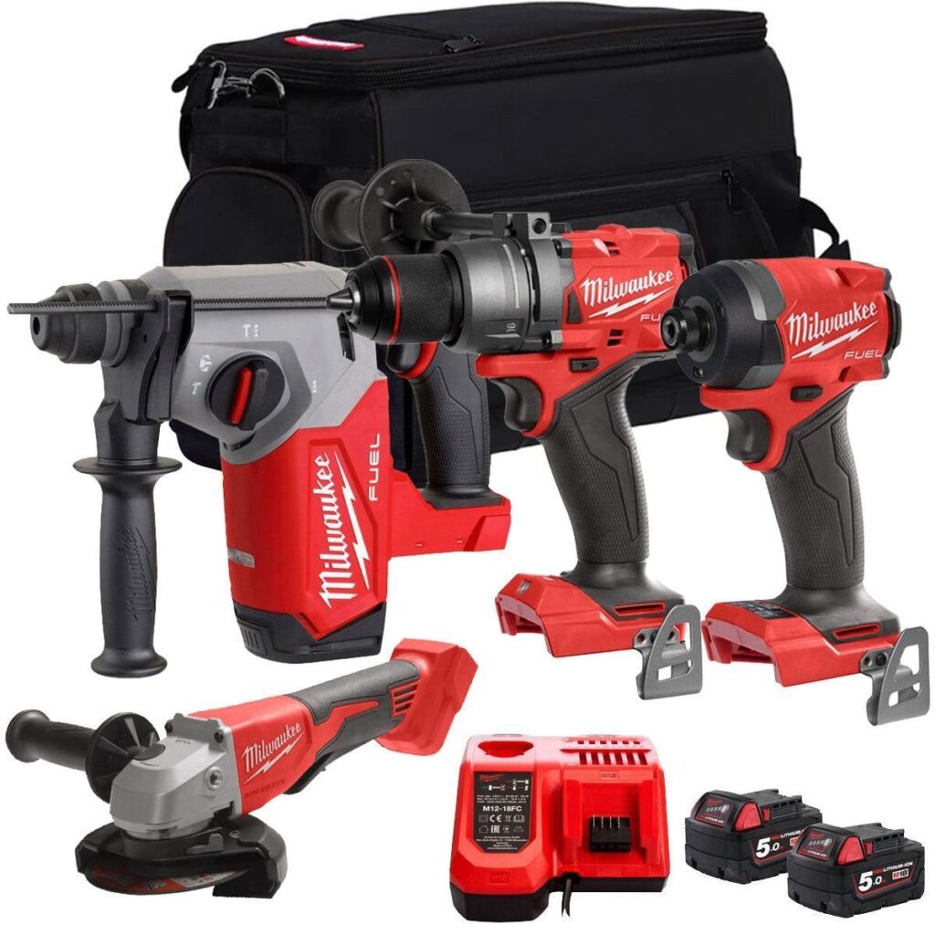 M18FPP4Z-503B 18V Brushless 4 Piece Power Tool Kit With 2 x 5.0Ah Batteries Charger & Bag