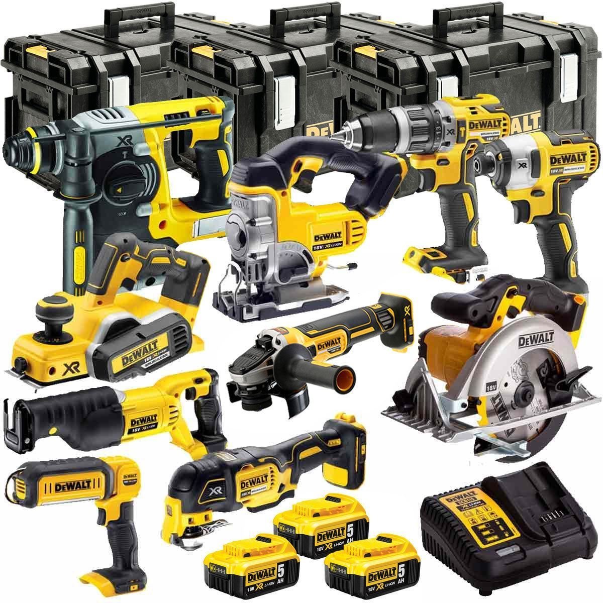 DCKT4T10P4 18V XR 10 Piece Power Tool Kit with 3 x 5.0Ah Batteries & Toughsystem Box