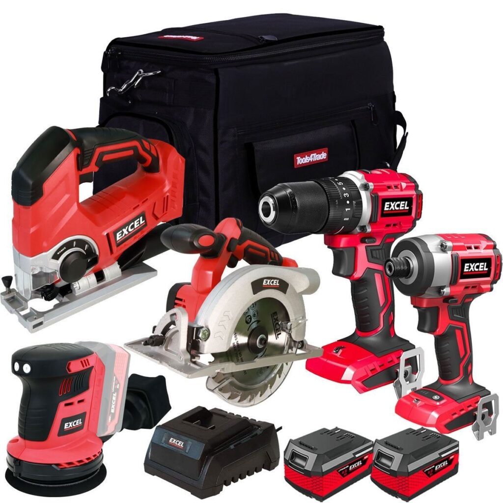 18V 5 Piece Power Tool Kit with 2 x 4.0Ah Batteries & Charger EXLKIT-16286